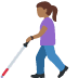 👩🏾‍🦯 woman with white cane: medium-dark skin tone display on Twitter